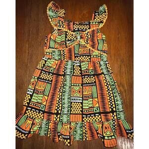 Little Lass Vivid‎ Print 4T Sleeveless Flutter Strap Sundress